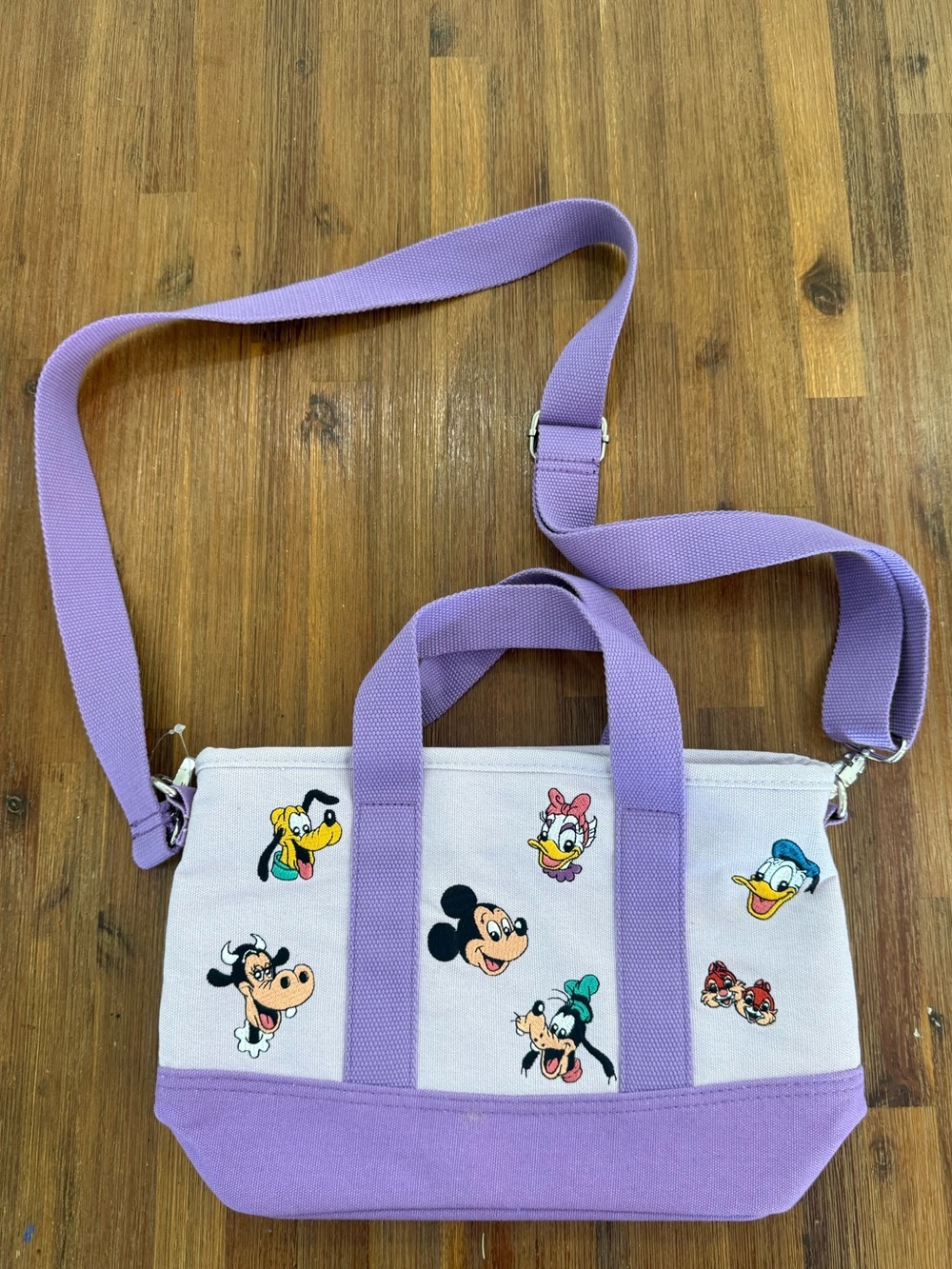 Disney Canvas Crossbody Tote with Character Embroideries